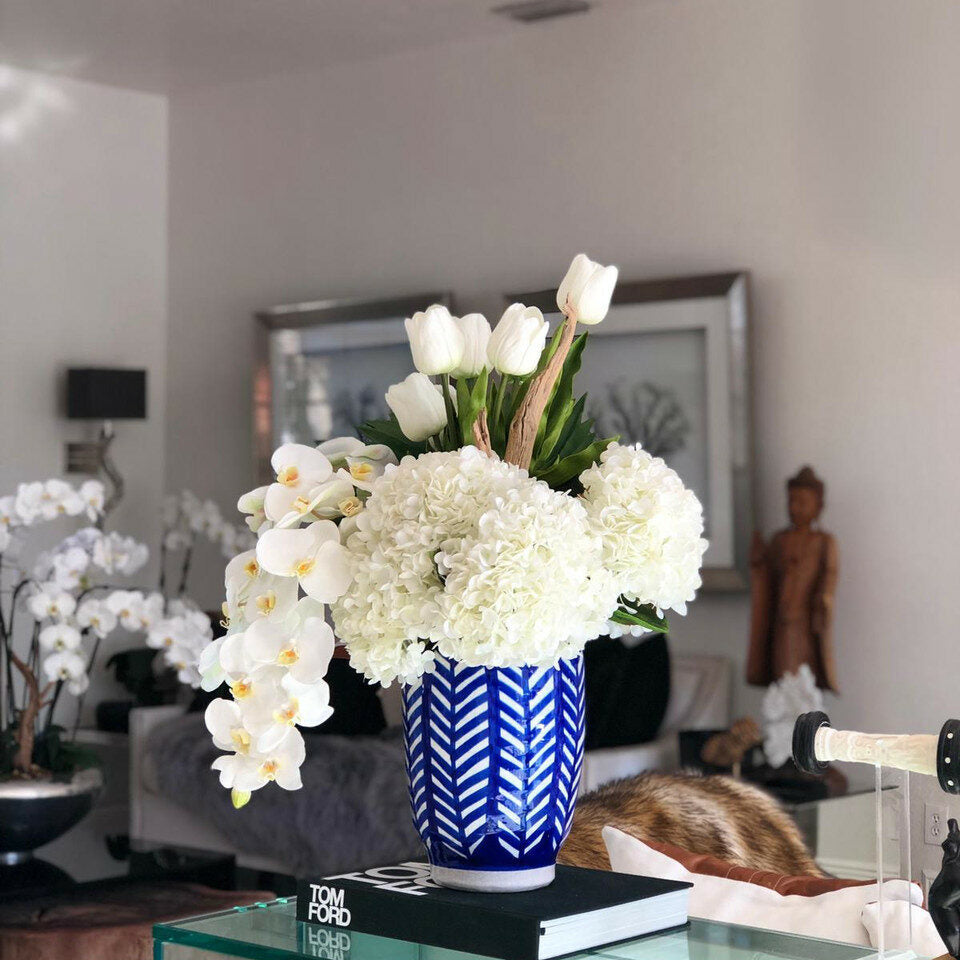 Inca striped vase with mixed bouquet – The Ever Botanic