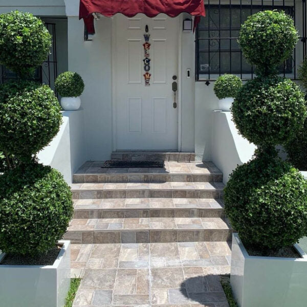 Triple Ball Topiary with Medium Block Fiberglass Planter – The Ever Botanic