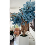 St. Tropez Vase in matte white with blue cherry blossoms – The Ever Botanic