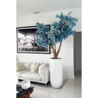 St. Tropez Vase in matte white with blue cherry blossoms – The Ever Botanic