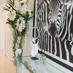 White Vanda Orchids with Driftwood in a Large Conical Glass Cylinder – The Ever Botanic