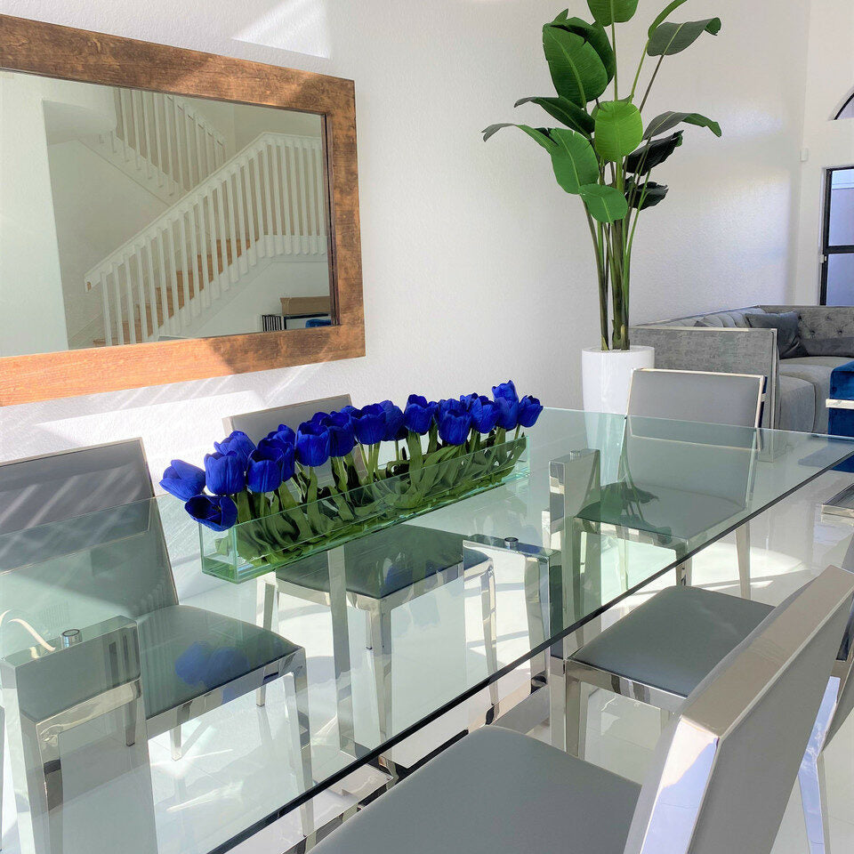 Modern Glass Vase with Blue Tulips – The Ever Botanic