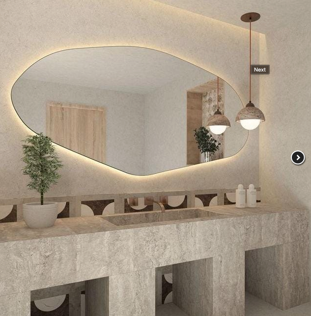Irregular Organic Mirror with LED 2.10 m X 0.80 m – The Ever Botanic