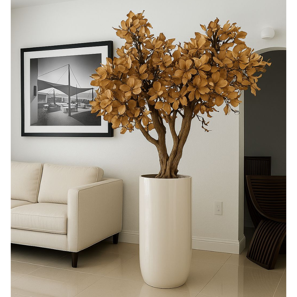 Magnolia Tree in Beige in Glossy White Pot – The Ever Botanic
