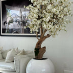 Personalized Cherry Blossom Tree in Glossy White Globe Vase – The Ever Botanic