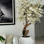 Personalized Cherry Blossom Tree in Glossy White Globe Vase – The Ever Botanic