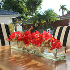 Modern House 48" Glass Planter with Red Cymbidiums – The Ever Botanic
