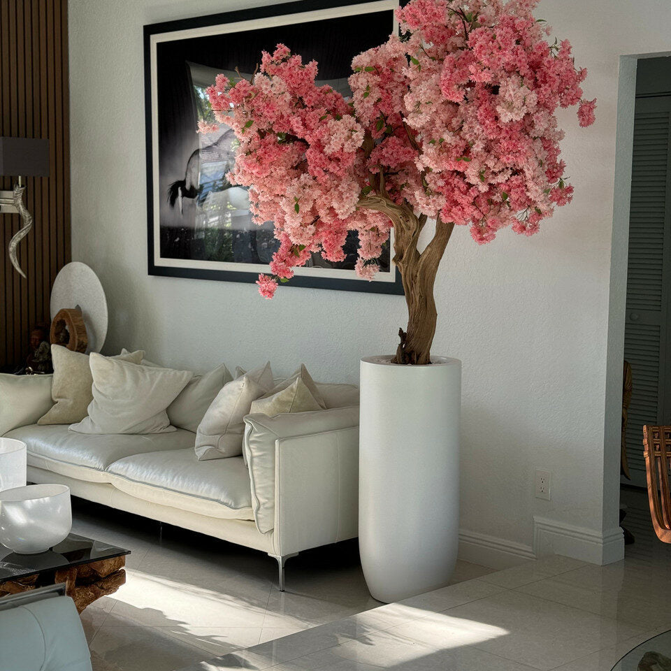 Matte White St. Tropez Vase with Personalized Pink Cherry Blossom – The Ever Botanic