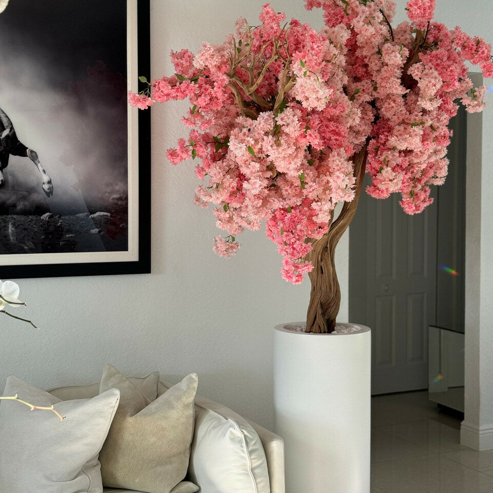 Matte White St. Tropez Vase with Personalized Pink Cherry Blossom – The Ever Botanic