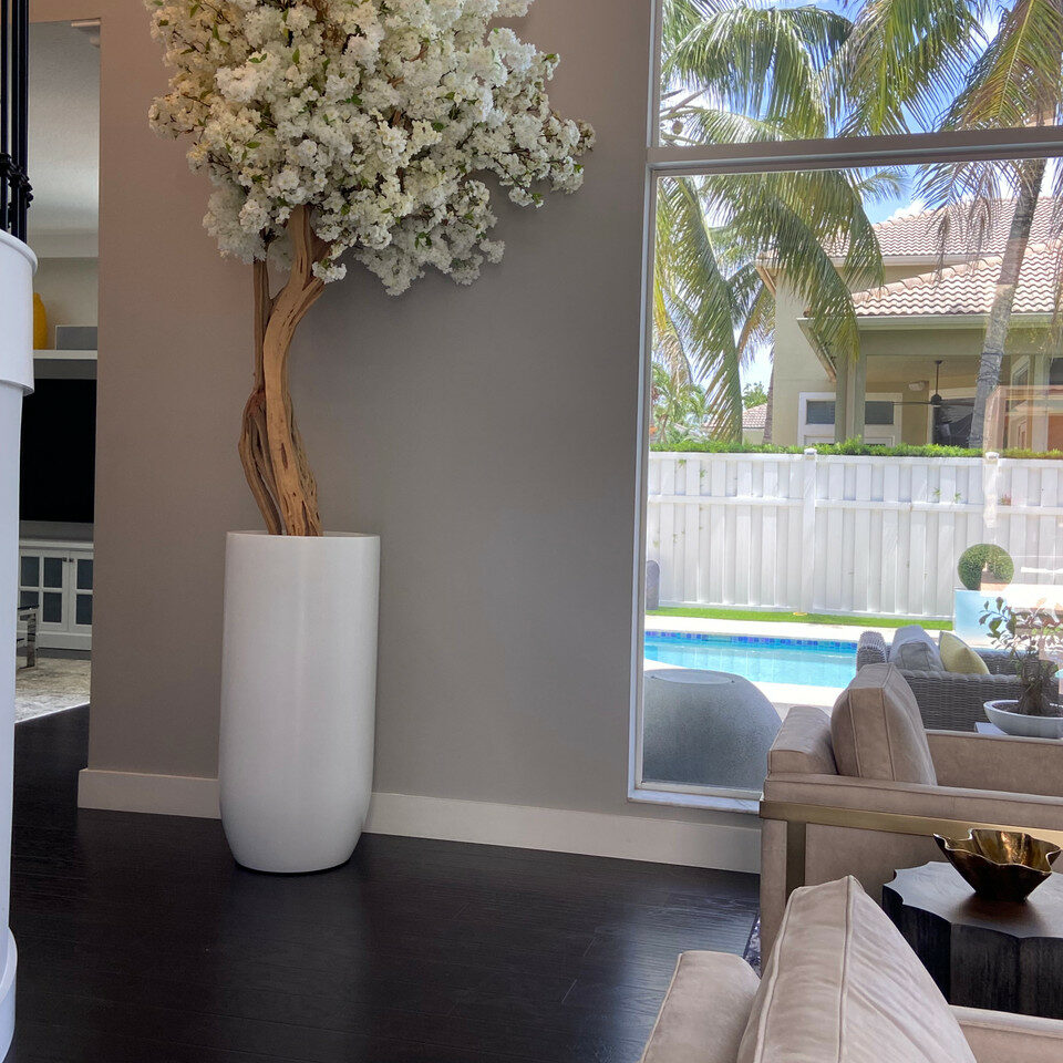 Matt Beige St. Tropez Vase with White Cherry Blossom Tree – The Ever Botanic