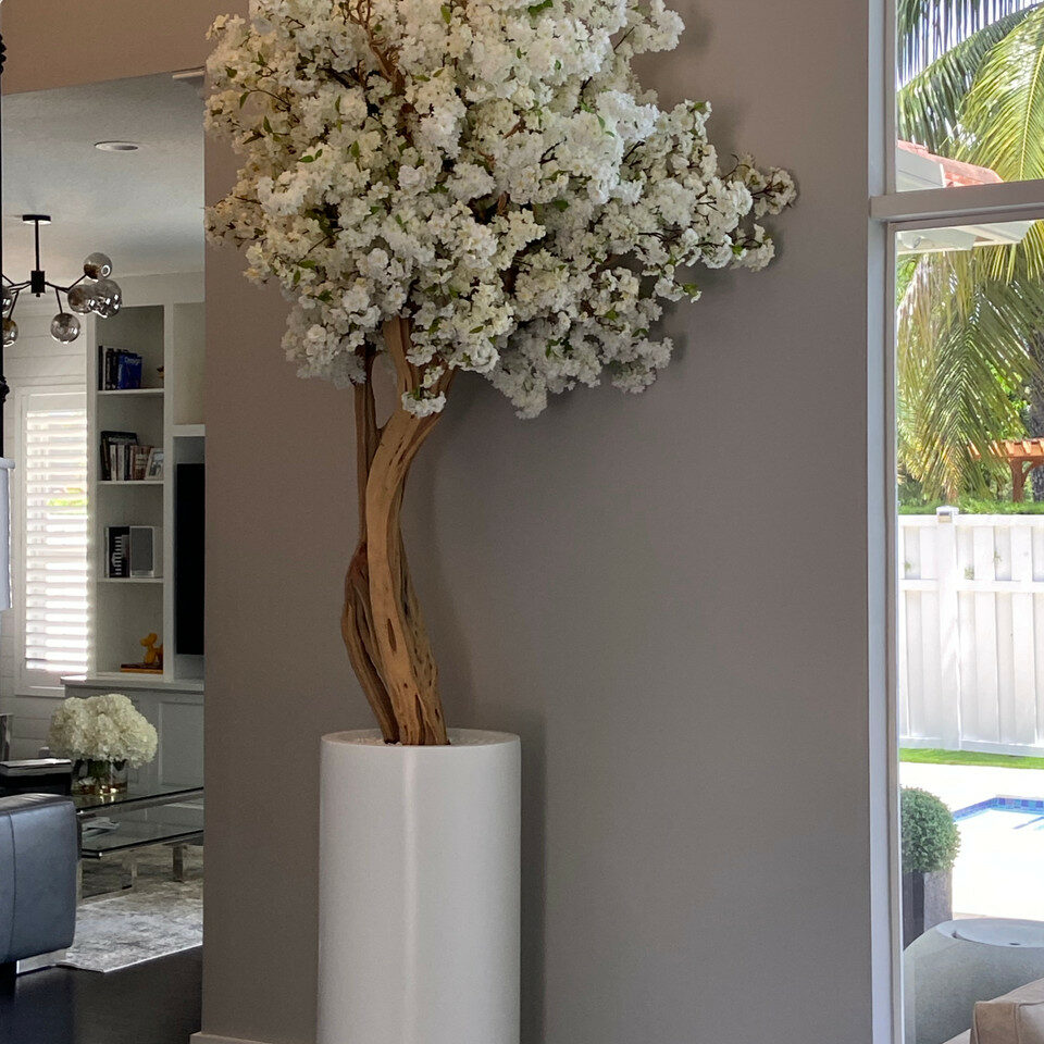 Matt Beige St. Tropez Vase with White Cherry Blossom Tree – The Ever Botanic
