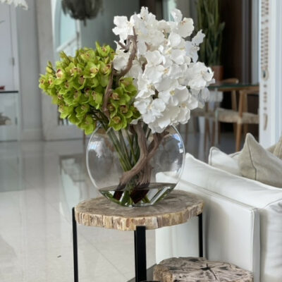 Moon Vase with White Vanda Orchids and Green Cymbidiums – The Ever Botanic
