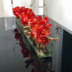 Modern House 48" Glass Planter with Red Cymbidiums – The Ever Botanic