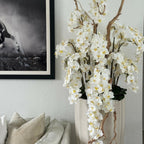 San Jose Vase in sandy Beige with white orchids in waterfall design – The Ever Botanic