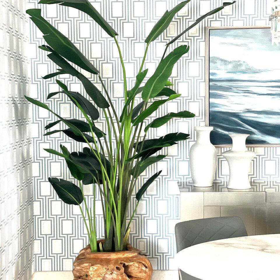 Large Vase Made of Teak Wood with Magnificent Strelitzia (Bird of Paradise) – The Ever Botanic