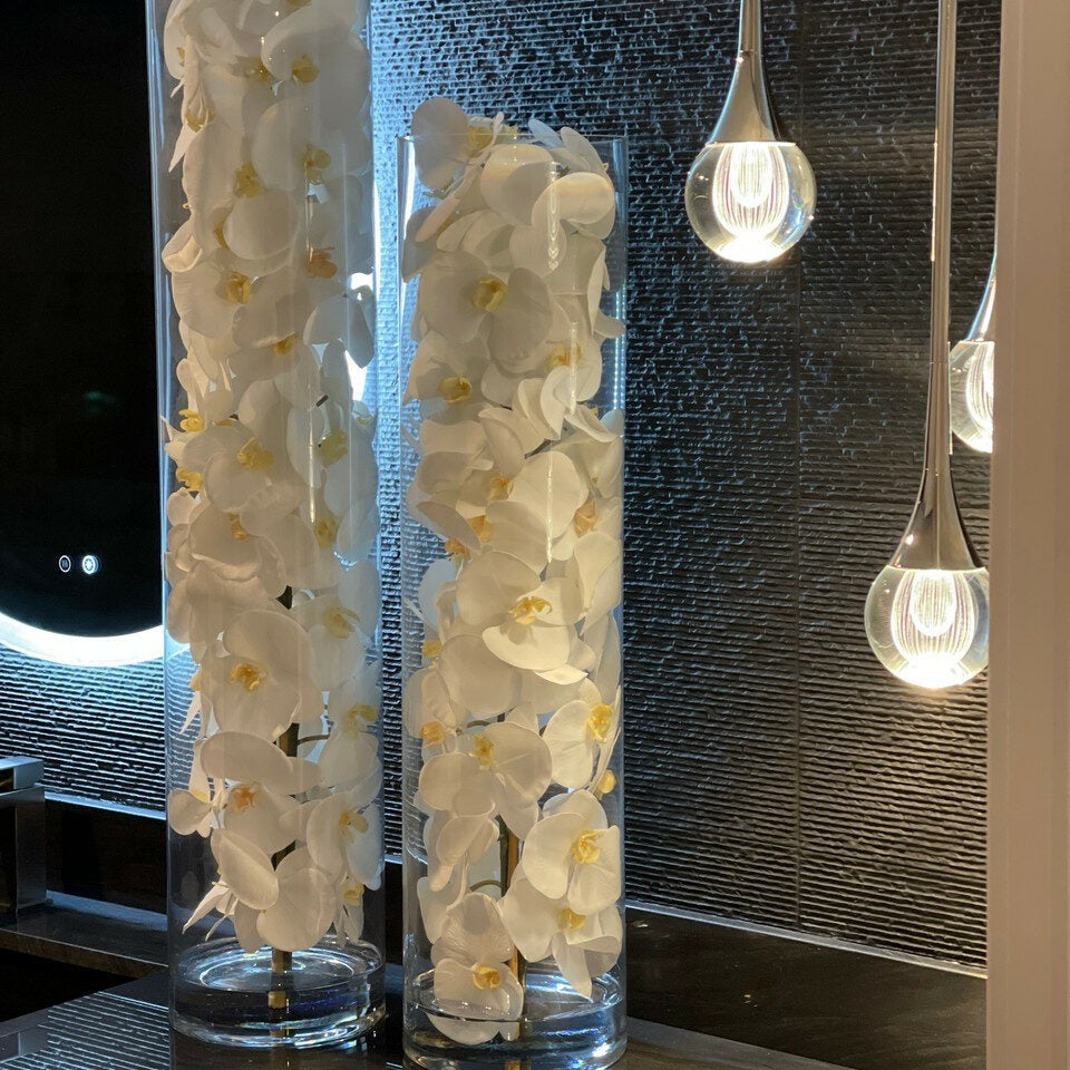 Glass Cylinder with White Phalaenopsis Orchids – The Ever Botanic