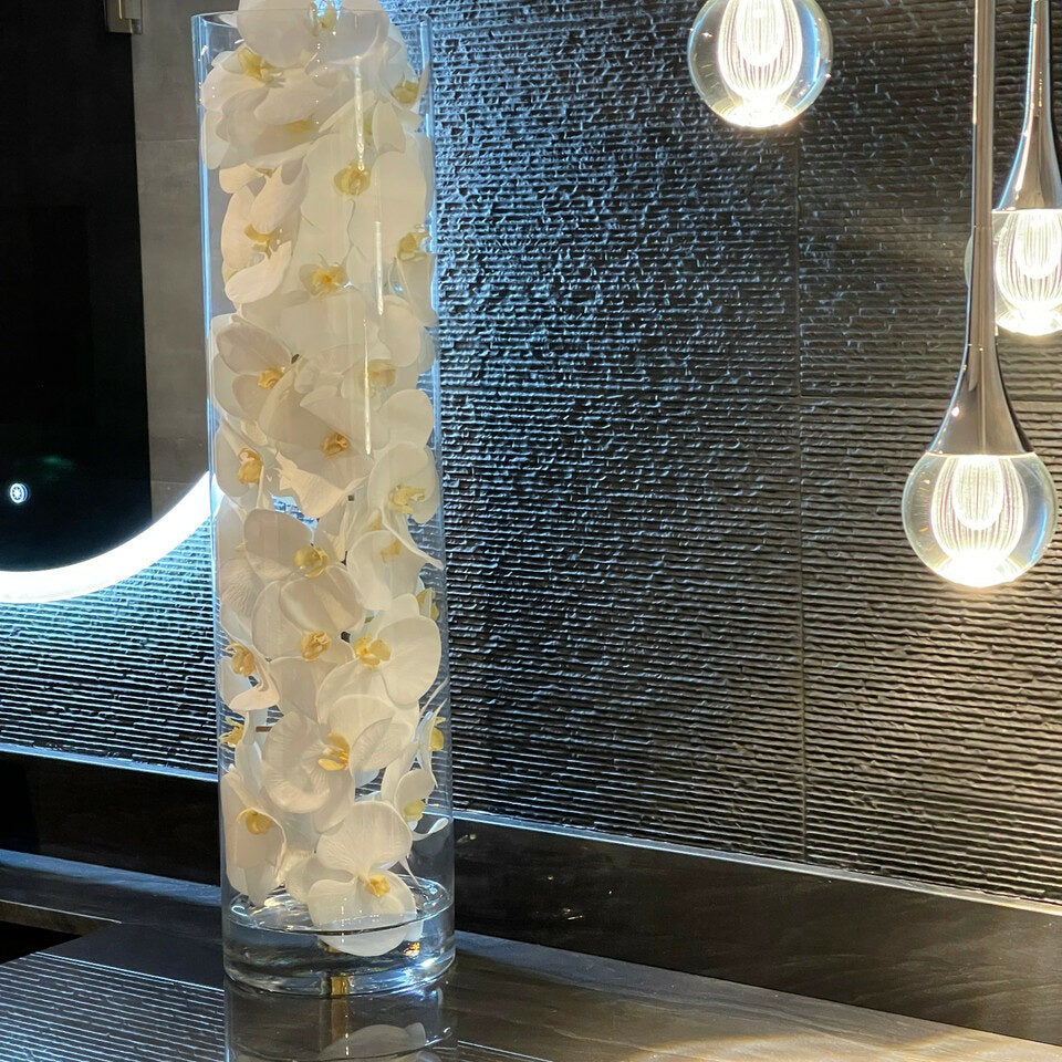 Glass Cylinder with White Phalaenopsis Orchids – The Ever Botanic