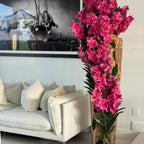 Large teak vase with natural edges and pink Vanda orchids – The Ever Botanic