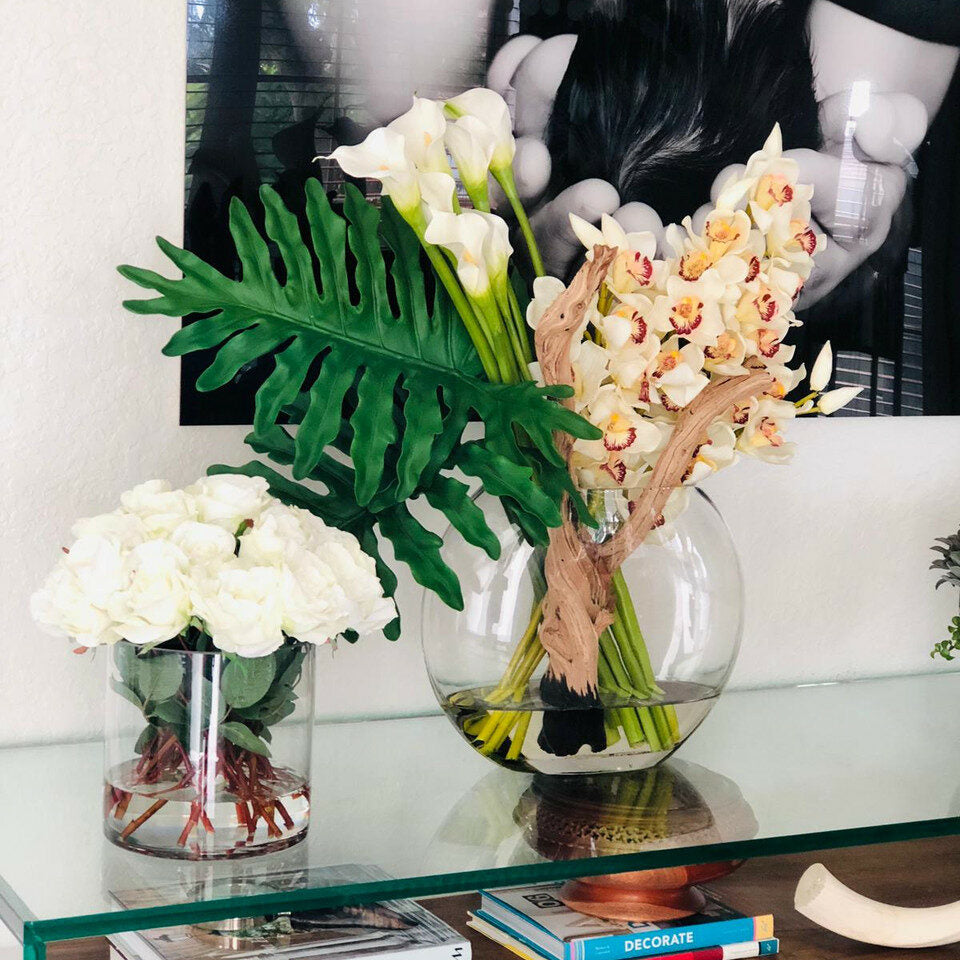 Lunar Vase with Cymbidium Orchids and Calla Lilies – The Ever Botanic