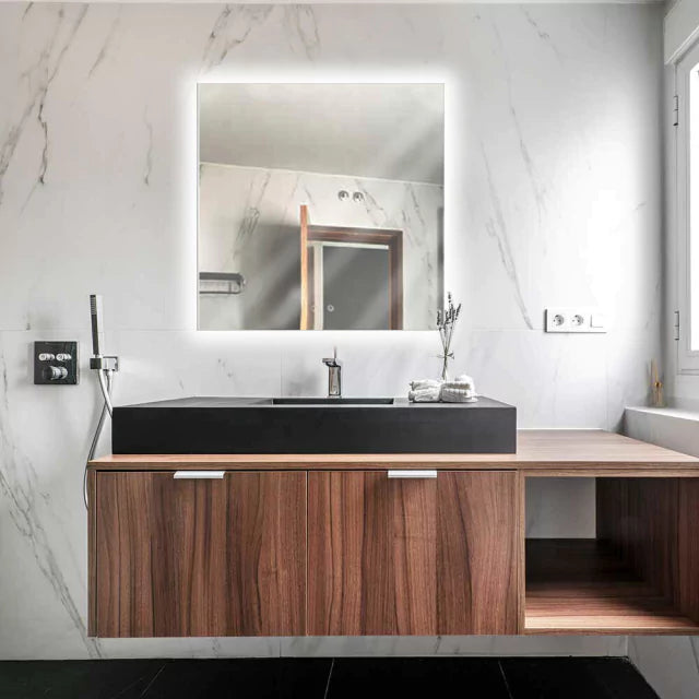 Slim Square Mirror with LED 60 × 60 cm – The Ever Botanic