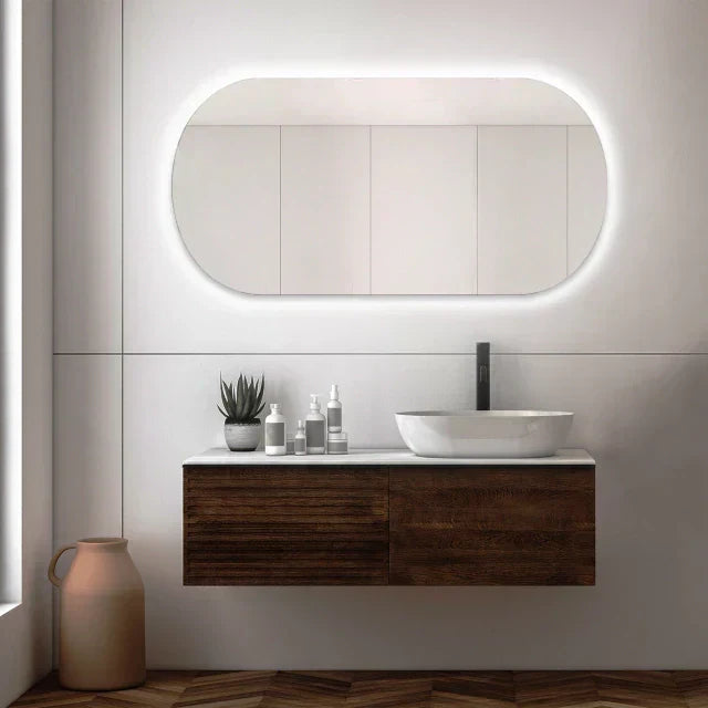 Slim Rounded Mirror with LED 80 × 40 cm – The Ever Botanic